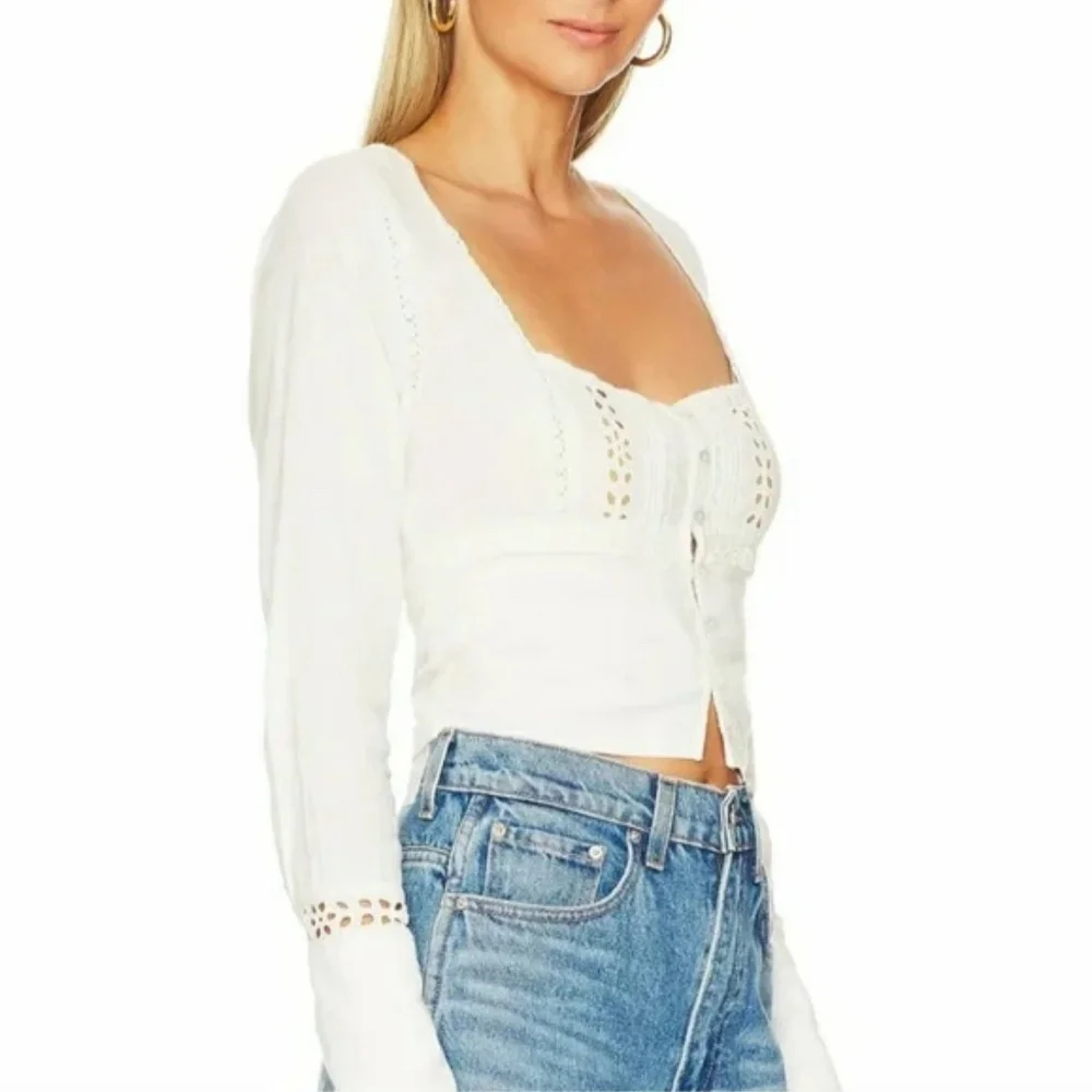 Free People‎ Joi eyelet cropped top white size XS